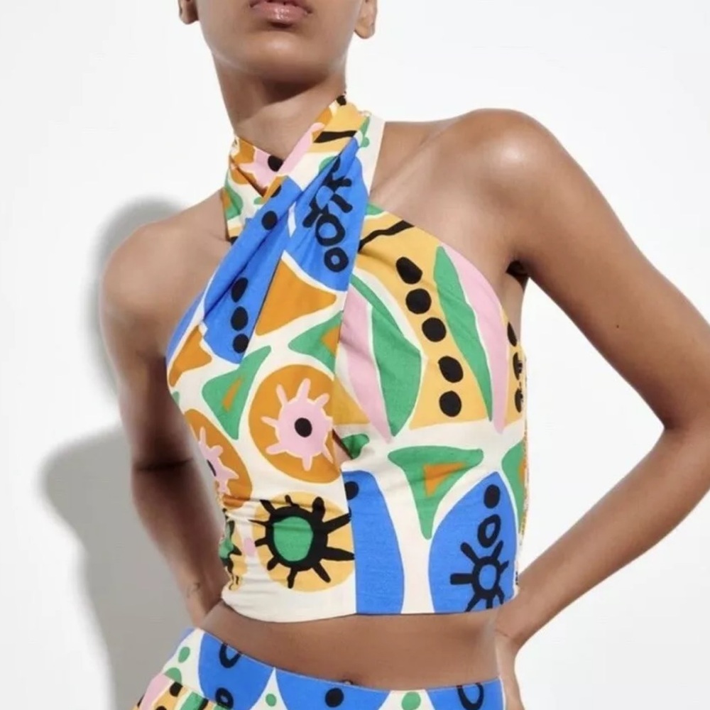 ZARA SHIRT STYLE HALTER TOP
